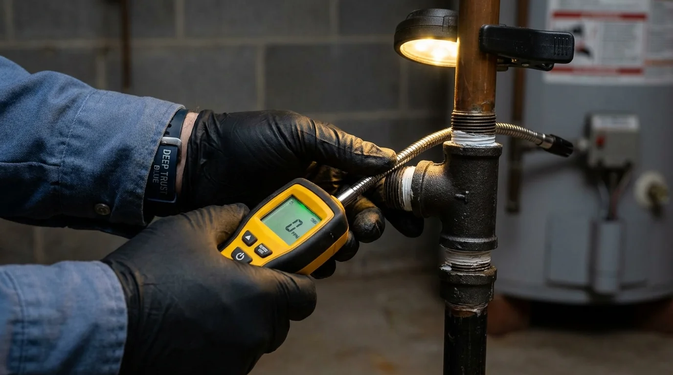 Gas leak detection with electronic sniffer by Johns Plumbing LLC in Sandoval