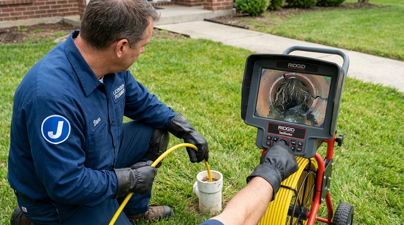Sewer camera inspection being performed by Johns Plumbing LLC in Sandoval