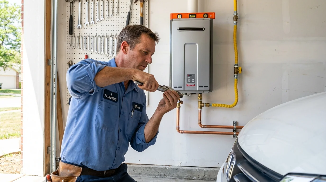 Tankless water heater installation by a Johns Plumbing LLC plumber in Sandoval